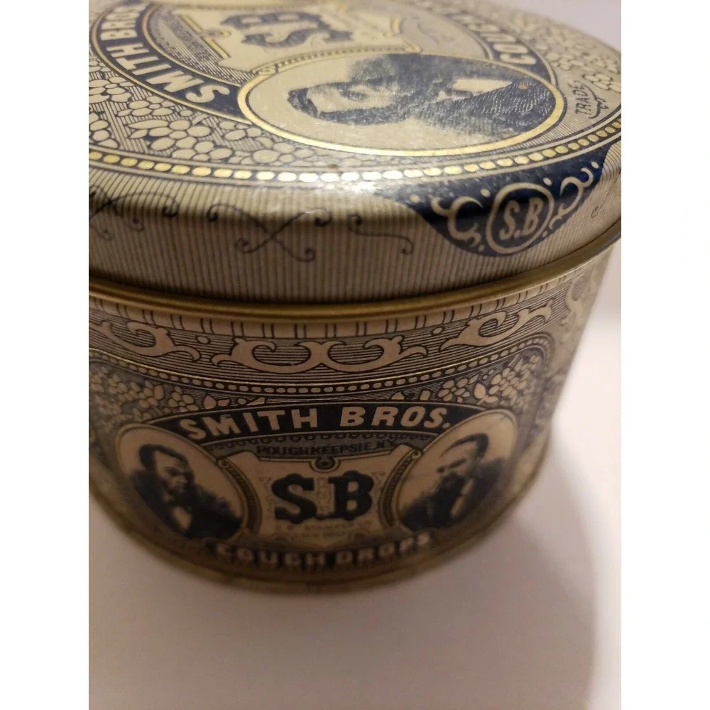 Vintage Smith Bros S.B. Cough Drops Tin Container Advertising‎ collectible C-6
